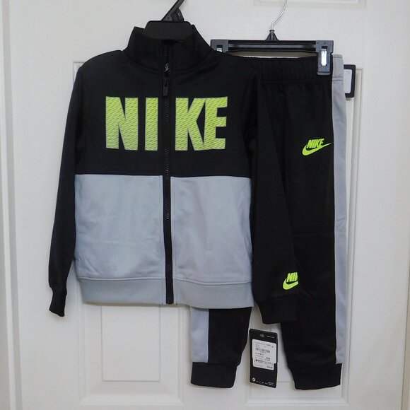 NWT 2pc Nike Black Gray Volt Coat & Pants Set Tracksuit sz 2t - Picture 1 of 1